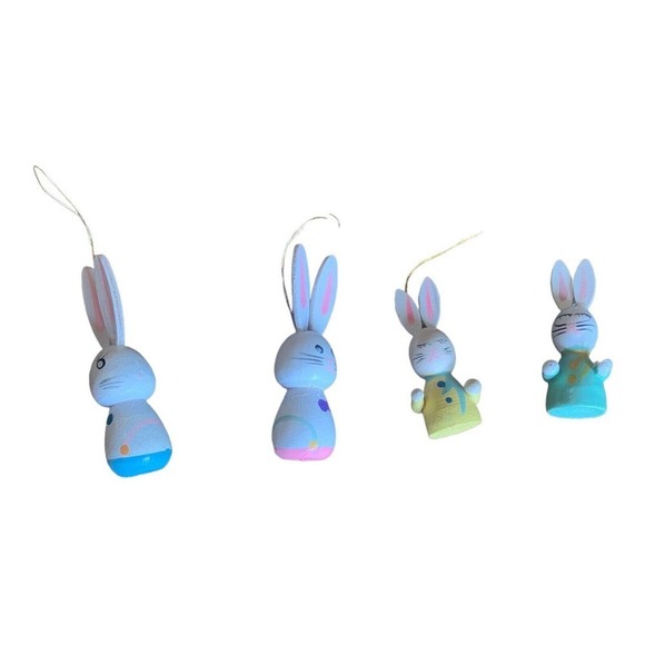 Vintage Easter Tree Colorful Wire Branches w/ 12 Original Wooden Ornaments 12" - Picture 7 of 7